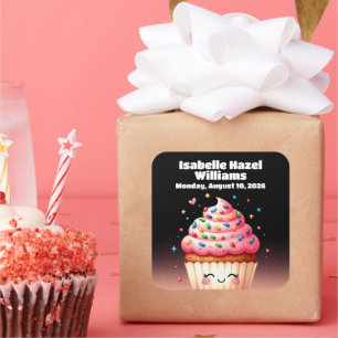 Pegatina Cuadrada Cupcake Candy Sprinkles Baby Shower