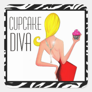 Pegatina Cuadrada "Cupcake DIVA"