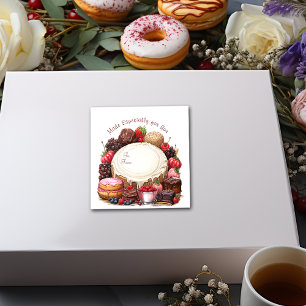 Pegatina Cuadrada Cupcakes Donas Brownies Caramelo