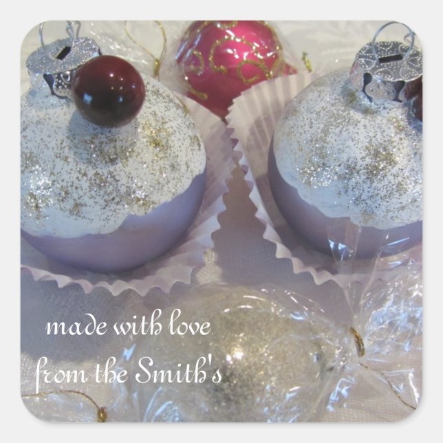 Pegatina Cuadrada Cupcakes Elegantes (Anverso)