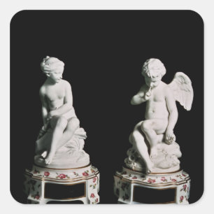Pegatina Cuadrada Cupid and Psyche, grupo Sevres, 1758