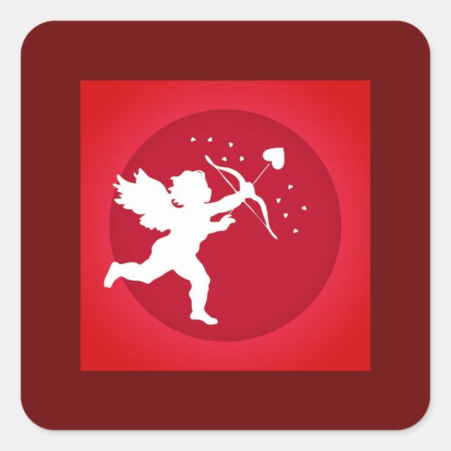 PEGATINA CUADRADA CUPID BOW LOW RED VALENTINE (Anverso)