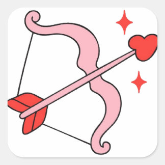 Pegatina Cuadrada Cupid’s Bow and Arrow of Love – Cute Valentine Ill