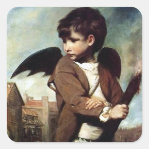 Pegatina Cuadrada Cupido como un chico de enlace