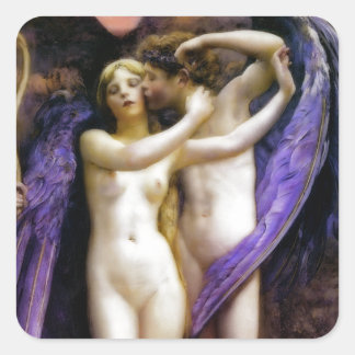 Pegatina Cuadrada Cupido y psique
