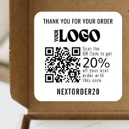 Pegatina Cuadrada Cupón de descuento Código QR Logotipo comercial Bl