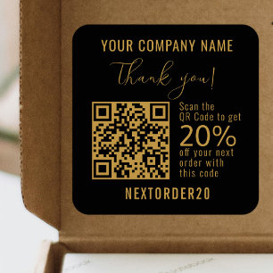 Pegatina Cuadrada Cupón de descuento Código QR Oro de negocios Graci