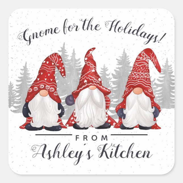 Pegatina Cuadrada Cúpula roja blanca para los Navidades de vacacione (Anverso)