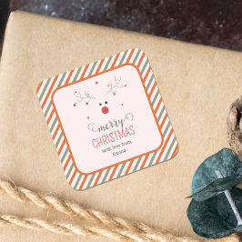 Pegatina Cuadrada Cura Pink Merry Navidad