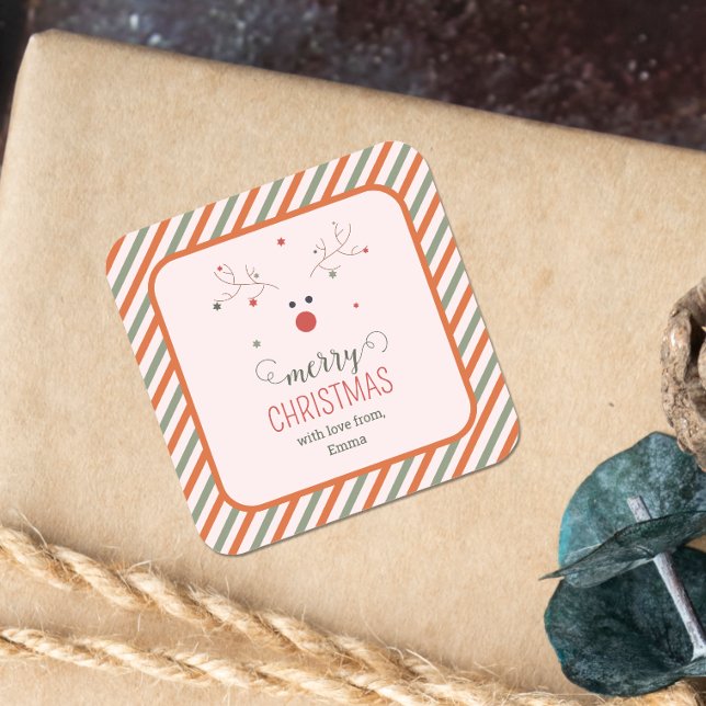 Pegatina Cuadrada Cura Pink Merry Navidad (Subido por el creador)