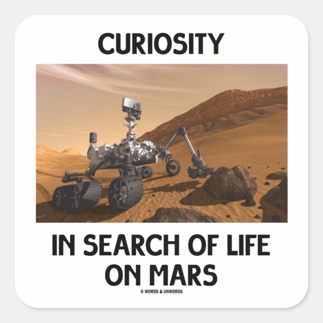 Pegatina Cuadrada Curiosidad En La Búsqueda De La Vida En Marte Mart (Anverso)