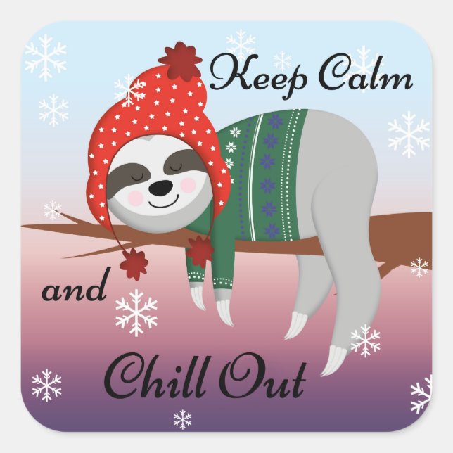 Pegatina Cuadrada Curioso cómico mantiene la calma en el Gorra de in (Anverso)