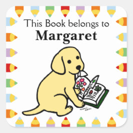 Pegatina Cuadrada Curioso pimienta amarilla de labrador