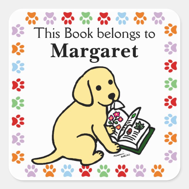 Pegatina Cuadrada Curioso pimienta amarilla de labrador (Anverso)