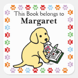 Pegatina Cuadrada Curioso pimienta amarilla de labrador