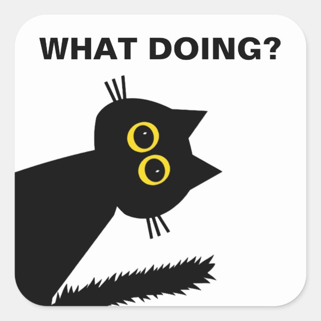 Pegatina Cuadrada Curiosos pegatinas del gato negro de 3" (Anverso)