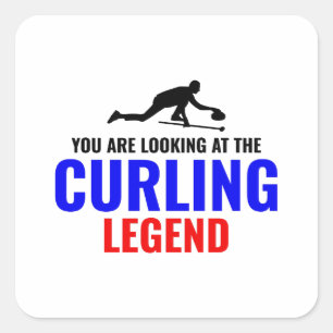 Pegatina Cuadrada Curling de piedra Ice Sport Curler Funny
