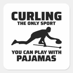 Pegatina Cuadrada Curling de piedra Ice Sport Curler Funny