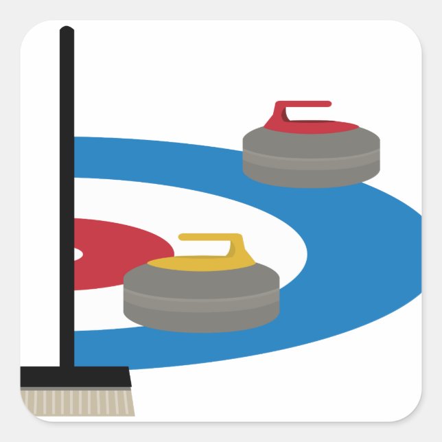 Pegatina Cuadrada Curling Sport (Anverso)
