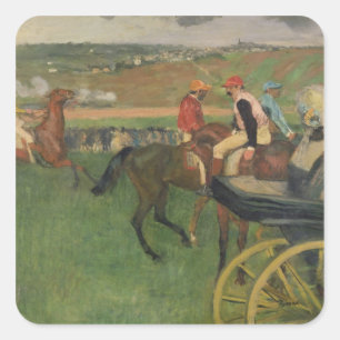Pegatina Cuadrada Curso de Carrera - Jinetes Amateur