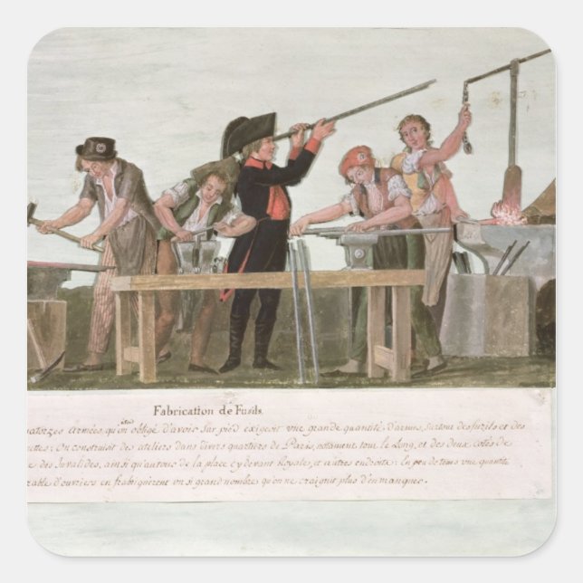 Pegatina Cuadrada Curso práctico para creadores de rifles, 1793 (Anverso)