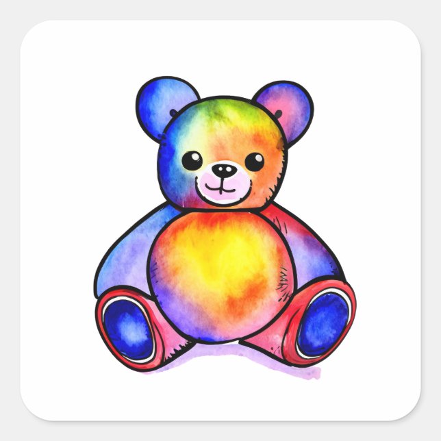 Pegatina Cuadrada Curte Bear Guay Teddy positivo (Anverso)