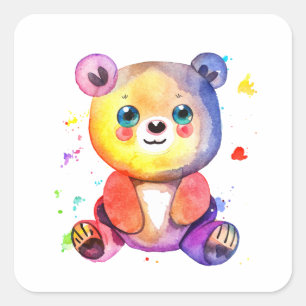 Pegatina Cuadrada Curte Bear Guay Teddy positivo