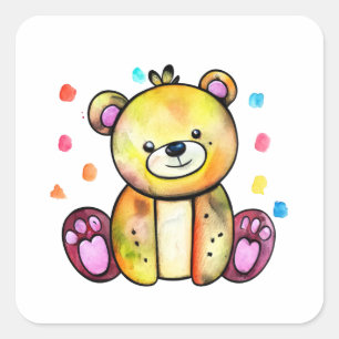 Pegatina Cuadrada Curte Bear Guay Teddy positivo