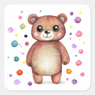 Pegatina Cuadrada Curte Bear Guay Teddy positivo