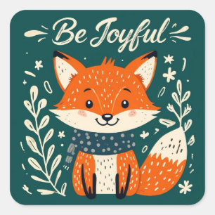 Pegatina Cuadrada Curte Fox - Diseño Inspirador Positivo