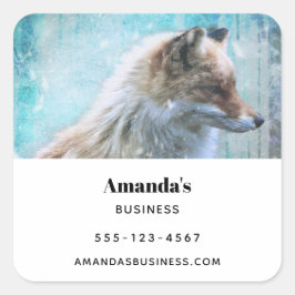 Pegatina Cuadrada Curte Furry Fox en Blue Grunge Background Business