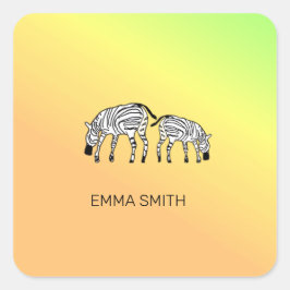Pegatina Cuadrada Curte Happy Kenyan Zebras