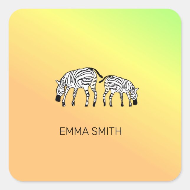 Pegatina Cuadrada Curte Happy Kenyan Zebras (Anverso)