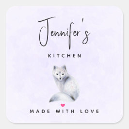 Pegatina Cuadrada Curte Nordic Fox con la cocina de marcas florales