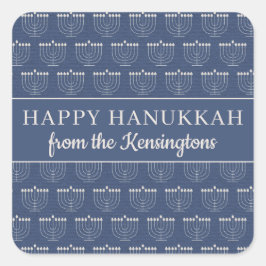 Pegatina Cuadrada Curte Rustic Menorah Hanukkah