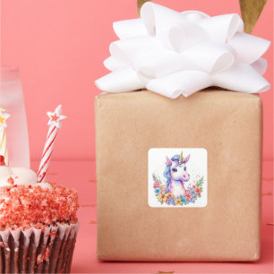 Pegatina Cuadrada Curte Unicorn Guay Unicorn positivo