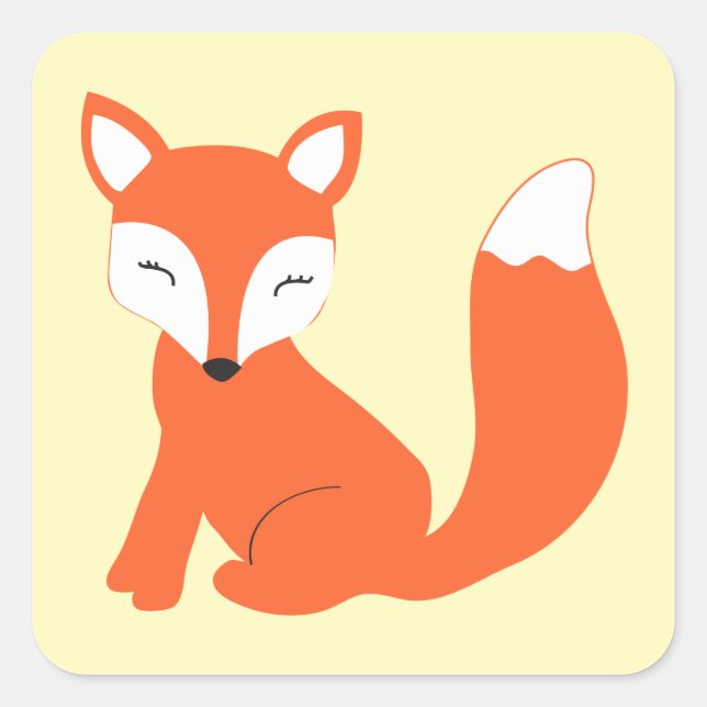 Pegatina Cuadrada Curte Woodland Baby Fox (Anverso)