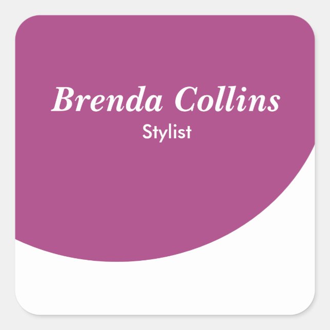 Pegatina Cuadrada Curva púrpura y blanco (Anverso)