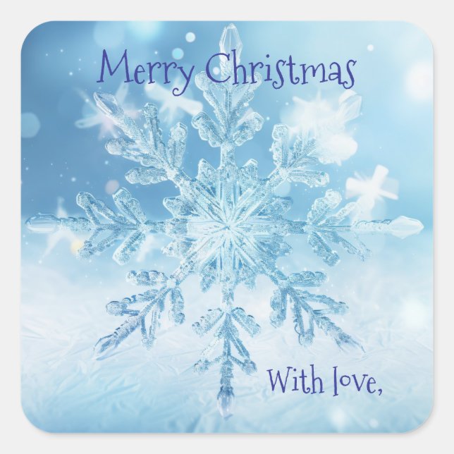 Pegatina Cuadrada Custom Aesthetic Minimalist Christmas Snowflake   (Anverso)