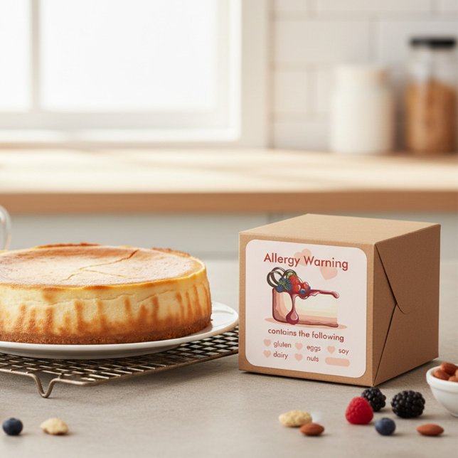 Pegatina Cuadrada Custom Allergy Warning Dessert Sticker (Subido por el creador)