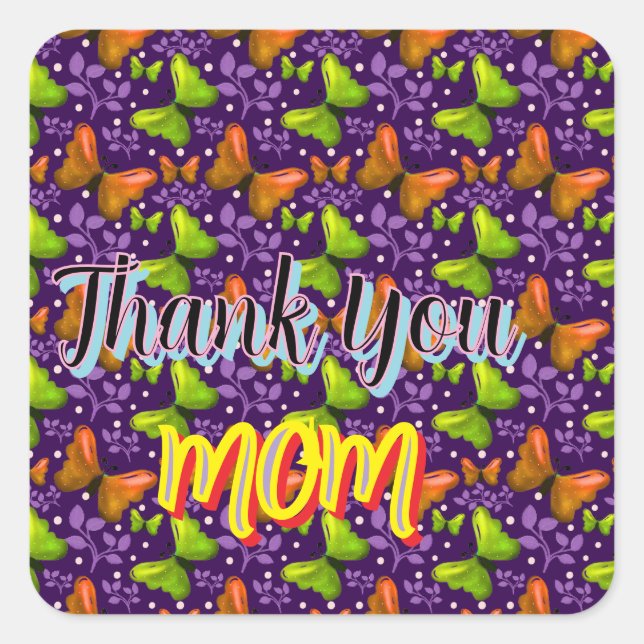 Pegatina Cuadrada Custom and personalized gift butterfly Pattern   (Anverso)