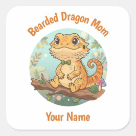 Pegatina Cuadrada Custom Bearded Dragon Mom Square Stickers