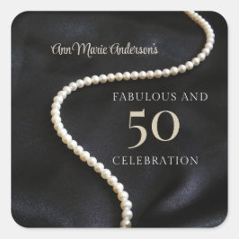 Pegatina Cuadrada Custom Black 50 and Fabulous