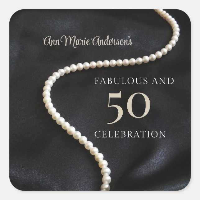 Pegatina Cuadrada Custom Black 50 and Fabulous (Anverso)