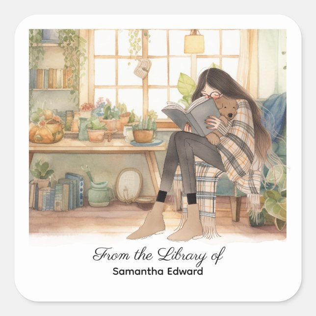 Pegatina Cuadrada Custom Book Label (Anverso)