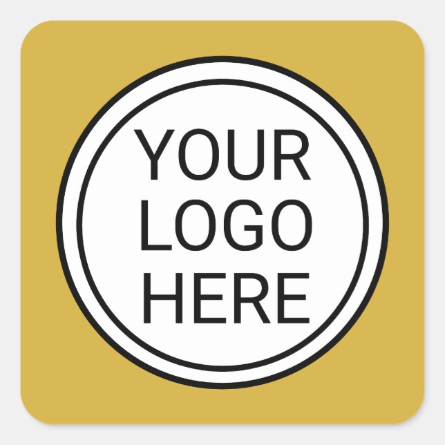 Pegatina Cuadrada Custom Business Logo Branded Gold (Anverso)
