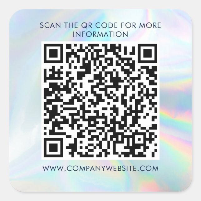 Pegatina Cuadrada Custom Business QR Code Holographic Marketing (Anverso)
