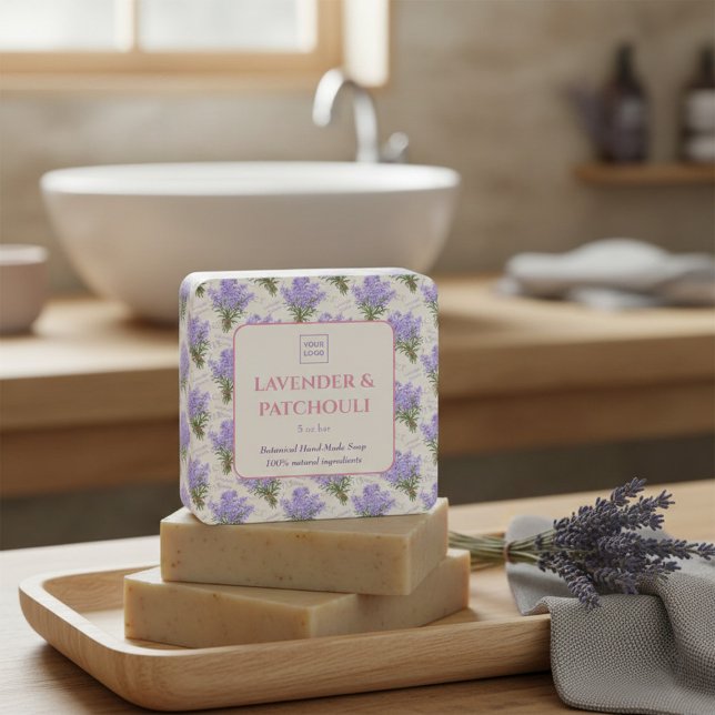 Pegatina Cuadrada Custom Business Sticker for Handmade Lavender Soap (Subido por el creador)