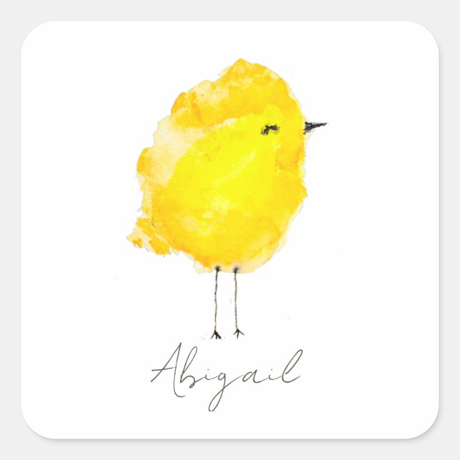 Pegatina Cuadrada Custom Chick Chicken yellow stylish chic sweet (Anverso)