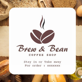 Pegatina Cuadrada Custom coffee shop logo square sticker